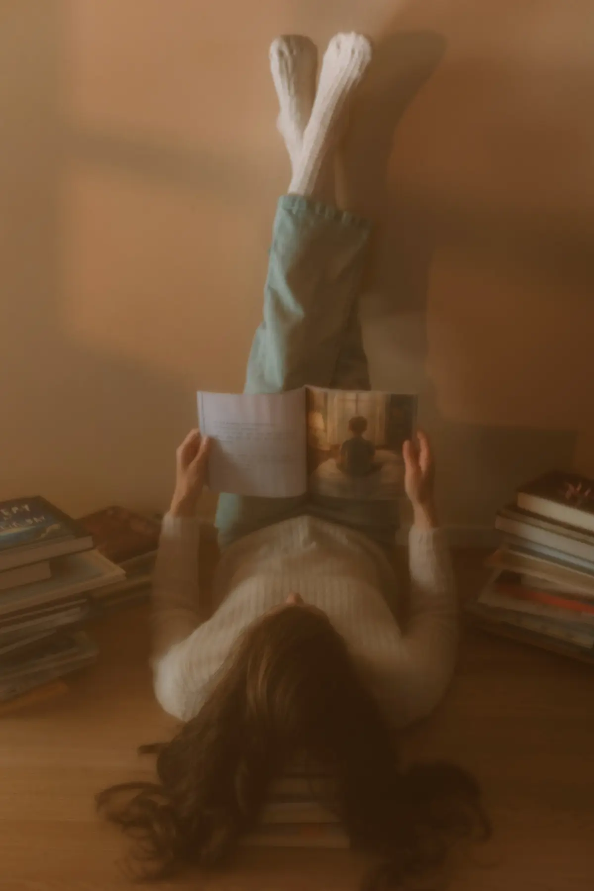 Joy immersed in a quiet reading moment